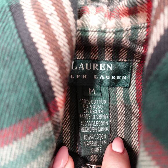Ralph Lauren Jacket Womens Large Flannel Plaid Full Zip Hooded Hoodie Shacket - Picture 3 of 10